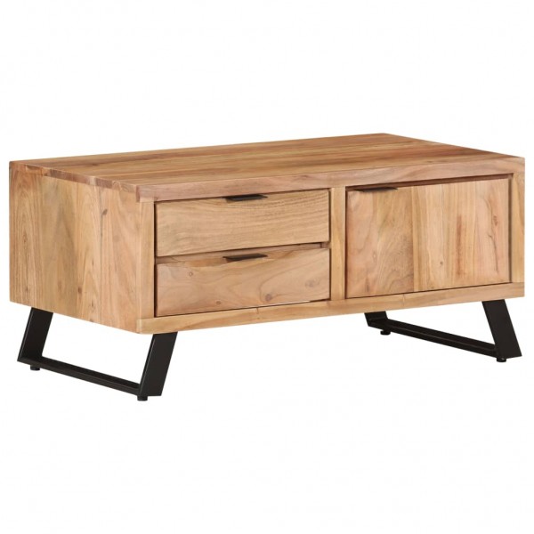 Mesa de centro madera maciza acacia borde natural 90x50x40 cm D