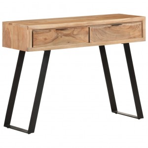 Mesa consola de madera de acacia bordes naturales 100x35x76 cm D