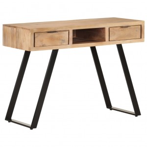 Escritorio madera maciza acacia con borde natural 107x45x79 cm D