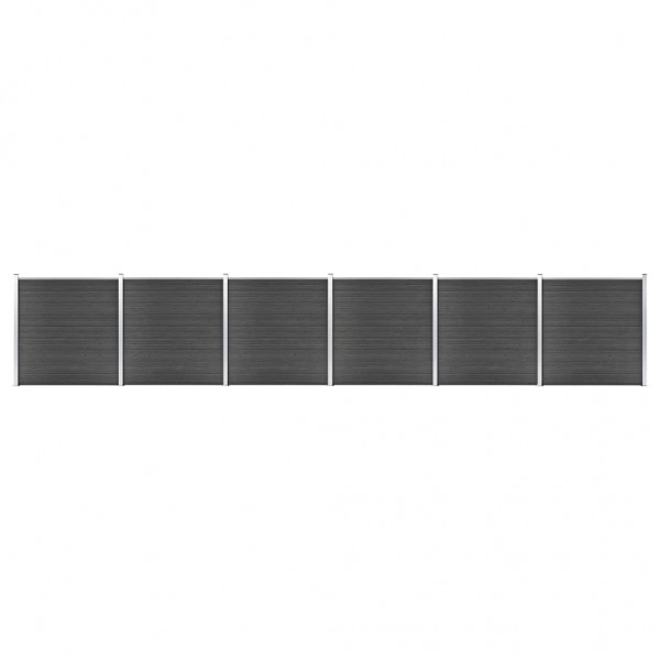 Juego de paneles de valla WPC negro 1045x186 cm D