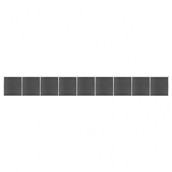 Juego de paneles de valla WPC negro 1564x186 cm D