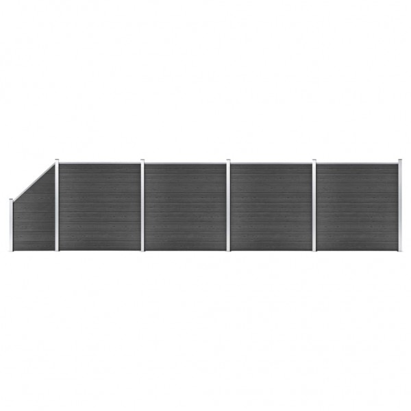 Set de paneles de valla WPC negro 792x(105-186) cm D