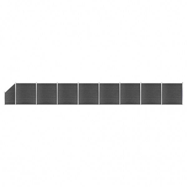 Juego de paneles de valla WPC negro 1484x(105-186) cm D