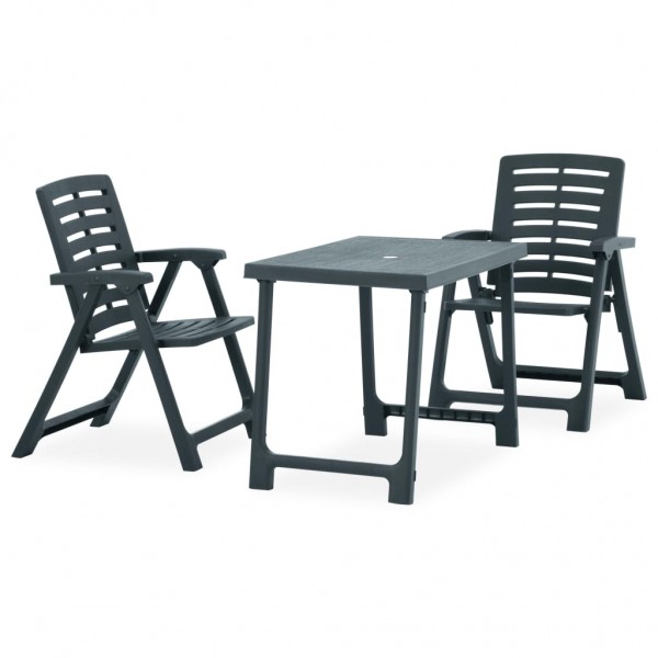 Mesa e cadeiras de restaurante dobráveis 3 peças de plástico verde D