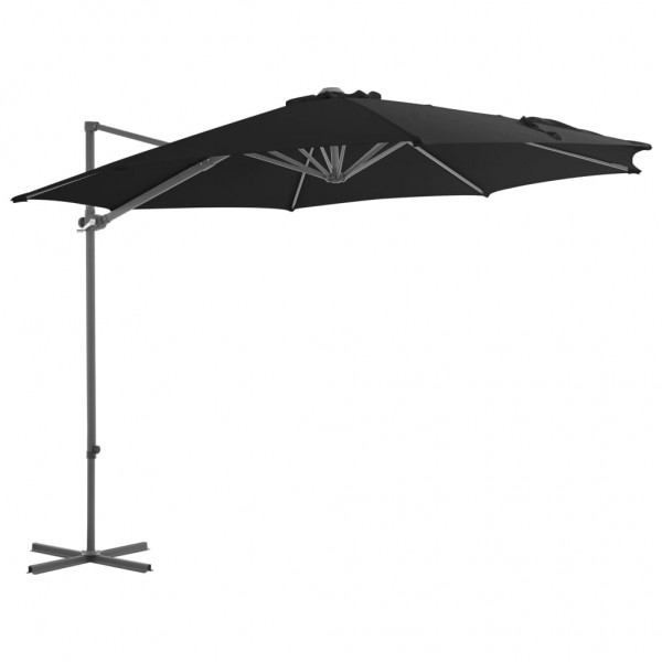 Um guarda-chuva com poste de aço preto de 300 cm D