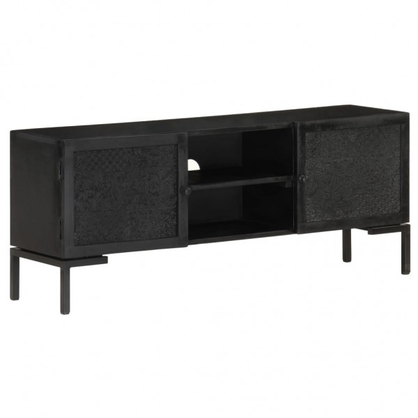 Mueble para TV de madera maciza de mango negro 115x30x46 cm D