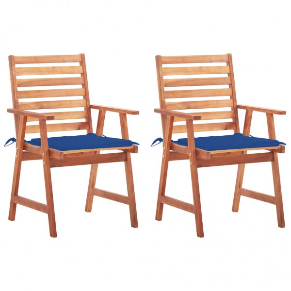 Cadeiras de jantar de jardim 2 peças em madeira de acácia maciça e almofadas D