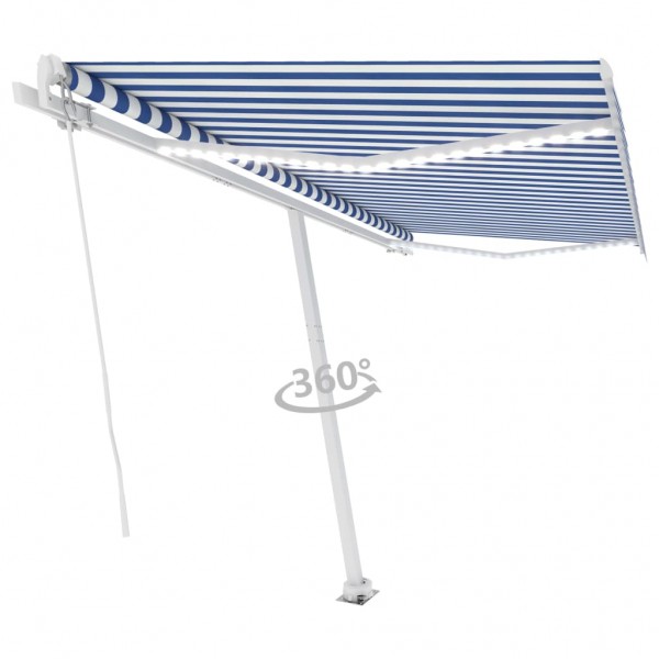 Toldo manual retrátil com LED azul e branco 400x350 cm D