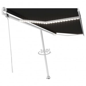 Toldo automático LED sensor de viento gris antracita 500x350 cm D