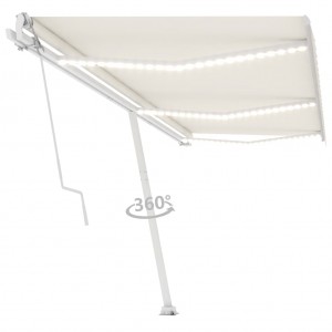 Toldo automático con LED sensor de viento crema 600x350 cm D