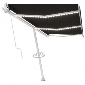 Toldo automático LED sensor de viento gris antracita 600x350 cm D