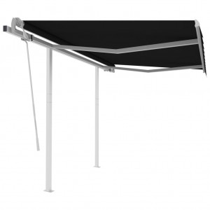 Toldo retráctil manual con postes gris antracita 3.5x2.5 m D