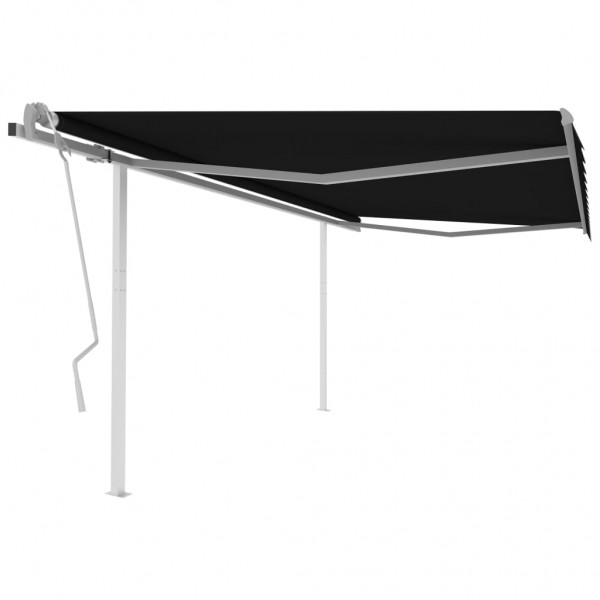 Toldo manual retráctil con postes gris antracita 4x3 m D