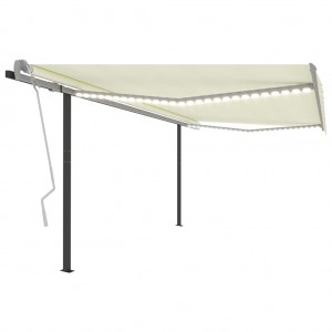 Toldo automático LED sensor de viento color crema 4x3 m D