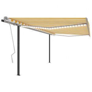 Toldo automático LED sensor de viento amarillo y blanco 4x3 m D