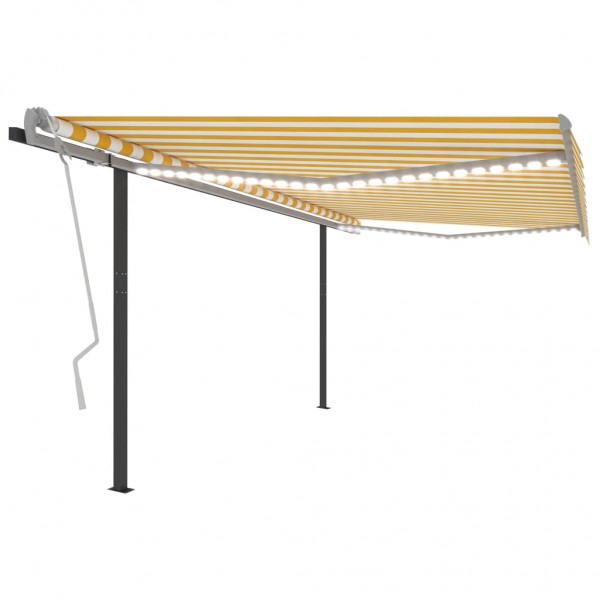 Toldo automático LED sensor de vento amarelo e branco 4x3 m D