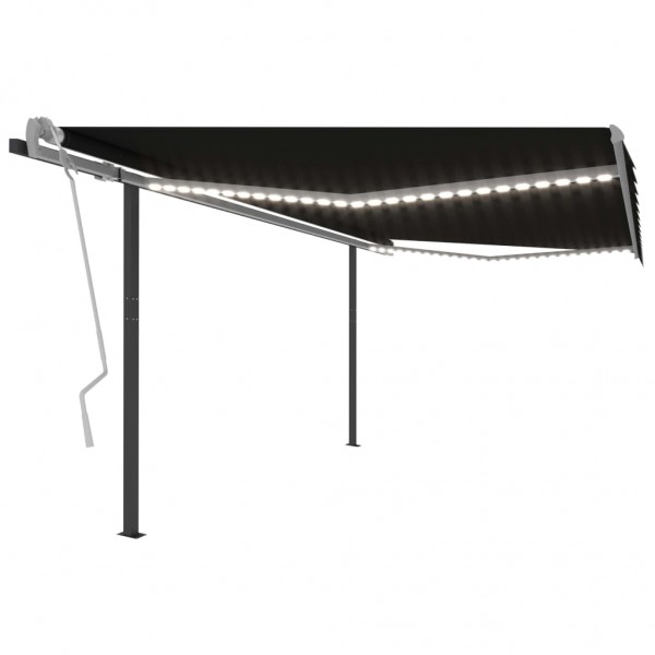 Toldo automático LED sensor de vento cinza antracite 4x3 m D