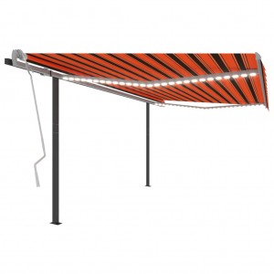 Toldo automático LED sensor de viento naranja y marrón 4x3 m D