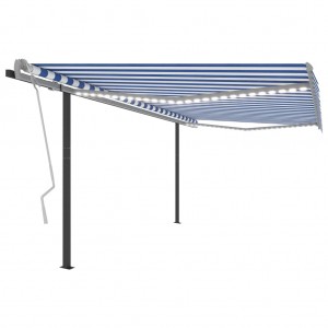 Toldo manual retráctil con LED azul y blanco 4.5x3 m D