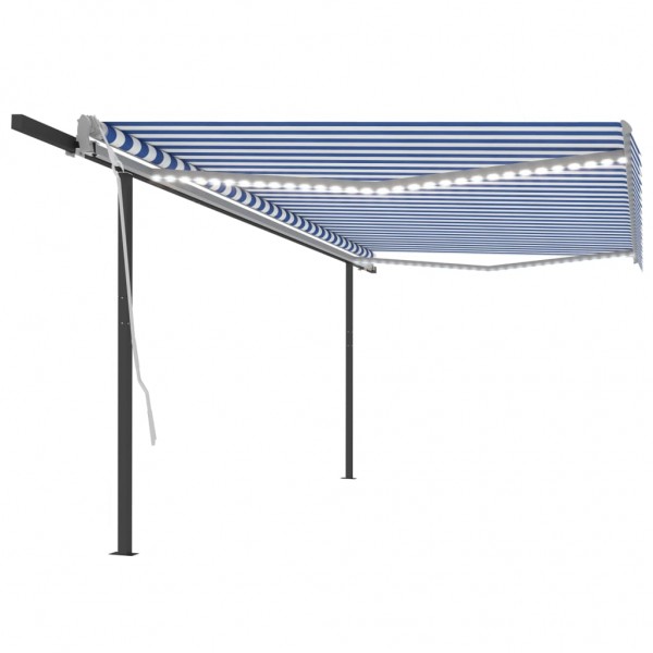 Toldo automático con LED sensor de viento azul y blanco 5x3 m D