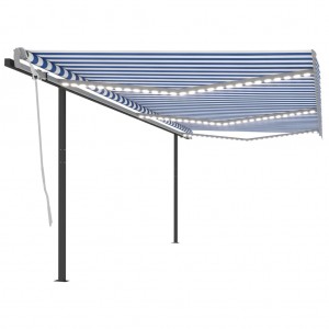 Toldo automático con LED sensor de viento azul y blanco 6x3 m D