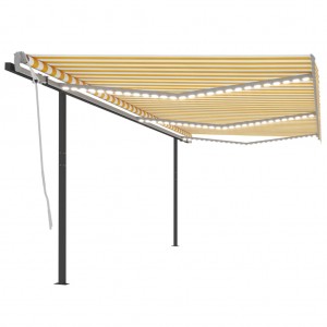 Toldo automático LED sensor de viento amarillo y blanco 6x3.5 m D