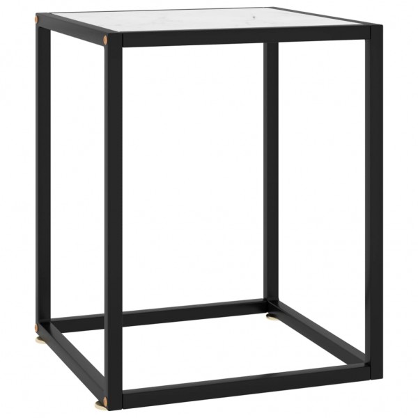 Mesa de centro negra con vidrio de mármol blanco 40x40x50 cm D
