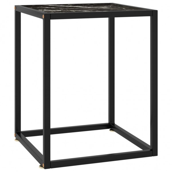 Mesa de centro negra con vidrio de mármol negro 40x40x50 cm D