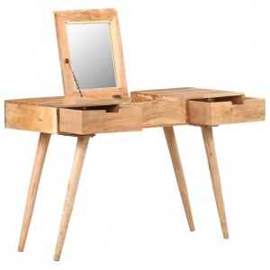 Mesa tocador con espejo madera acacia maciza 112x45x76 cm D