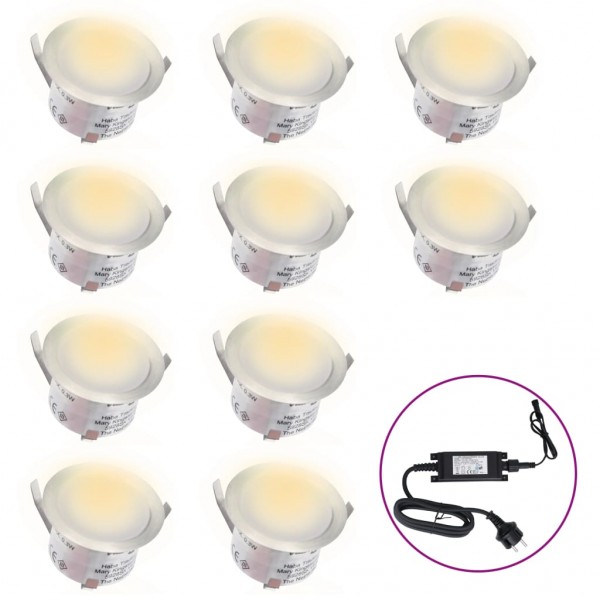Lámparas LED de suelo 10 unidades blanco cálido Lámparas LED de suelo 10 unidades blanco cálido D