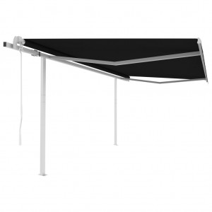 Toldo retráctil automático con postes gris antracita 4x3 m D