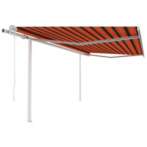 Toldo retráctil automático con postes naranja y marrón 4x3 m D