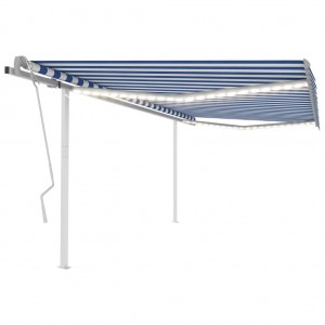 Toldo manual retráctil con LED azul y blanco 4x3.5 m D