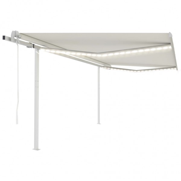 Toldo automático com LED e sensor de vento creme 4,5 x 3,5 m D