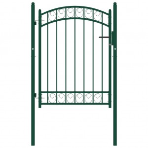 Porta do jardim com arco superior de aço verde 100x125 cm D