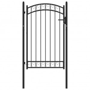 Puerta de jardín con arco superior acero negro 100x150 cm D