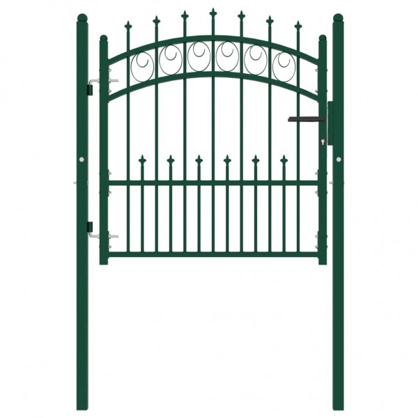 Puerta de valla con picos acero verde 100x100 cm D