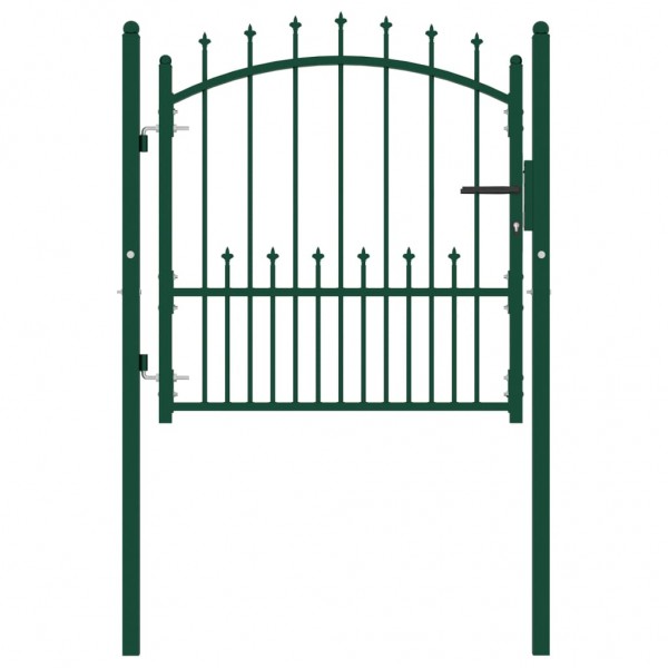 Puerta de valla con picos acero verde 100x100 cm D