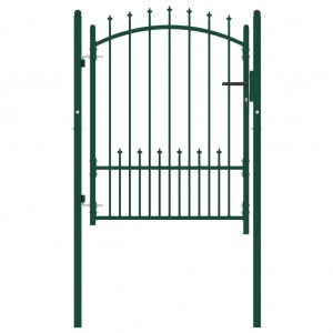 Puerta de valla con picos acero verde 100x125 cm D