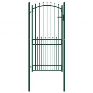 Puerta de valla con picos acero verde 100x200 cm D