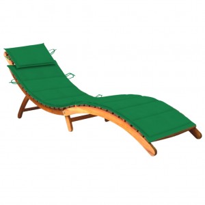 Cama de jardim com almofada de madeira maciça de acacia D