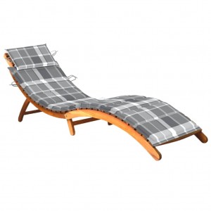 Cama de jardim com almofada de madeira maciça de acacia D