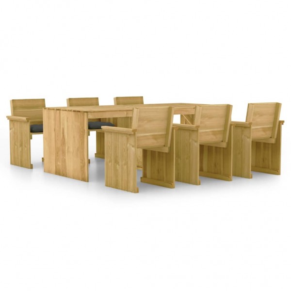 Comedor de jardín 7 pzas con cojines madera de pino impregnada Comedor de jardín 7 pzas con cojines madera de pino impregnada D