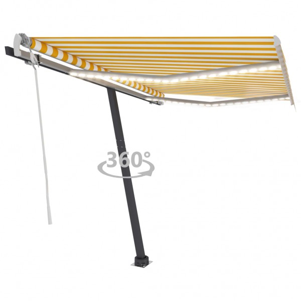 Toldo manual retrátil com LED amarelo e branco 300x250 cm D