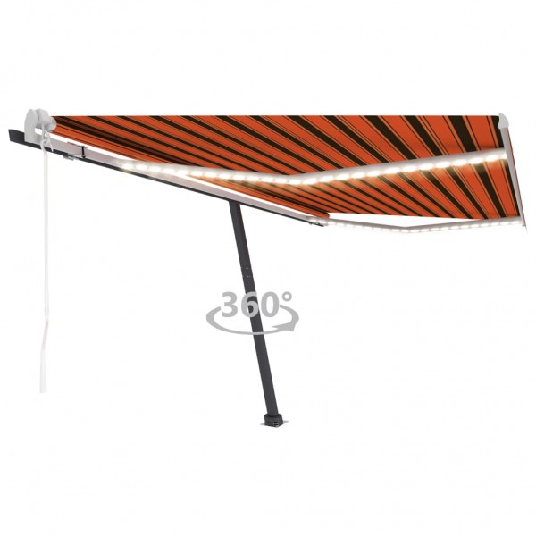 Toldo automático LED sensor de vento laranja marrom 400x300 cm D