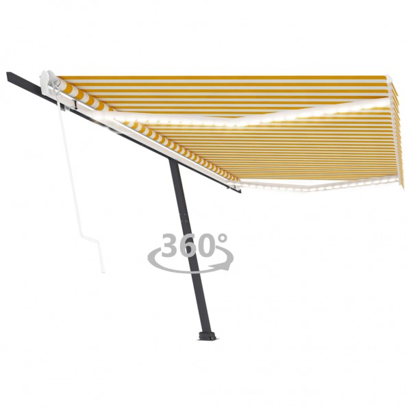 Toldo automático LED sensor de vento amarelo branco 500x300cm D