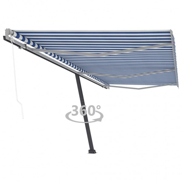 Toldo automático de pé azul e branco 600x300 cm D