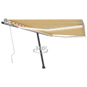 Toldo manual retráctil con LED amarillo y blanco 400x350 cm D