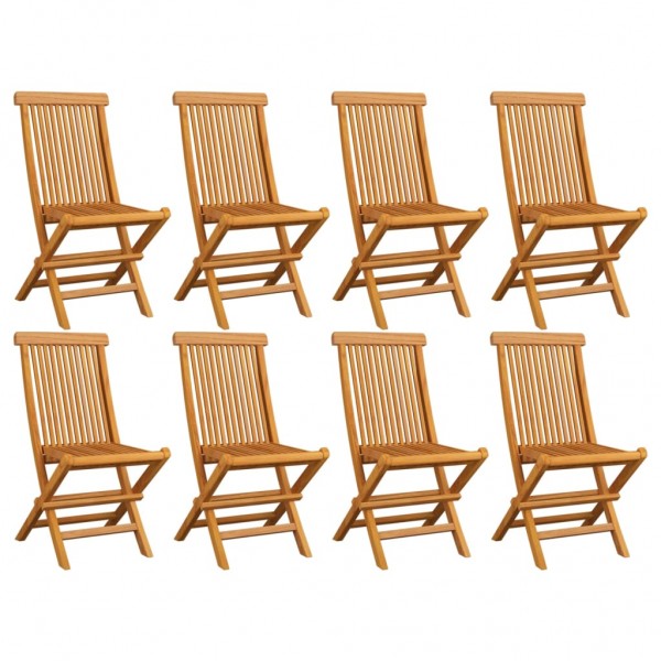 Cadeiras de jardim dobrável 8 unidades de madeira de teca sólida D