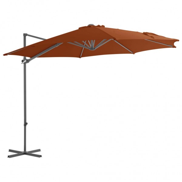 Um guarda-chuva com poste de aço terracote 300 cm D